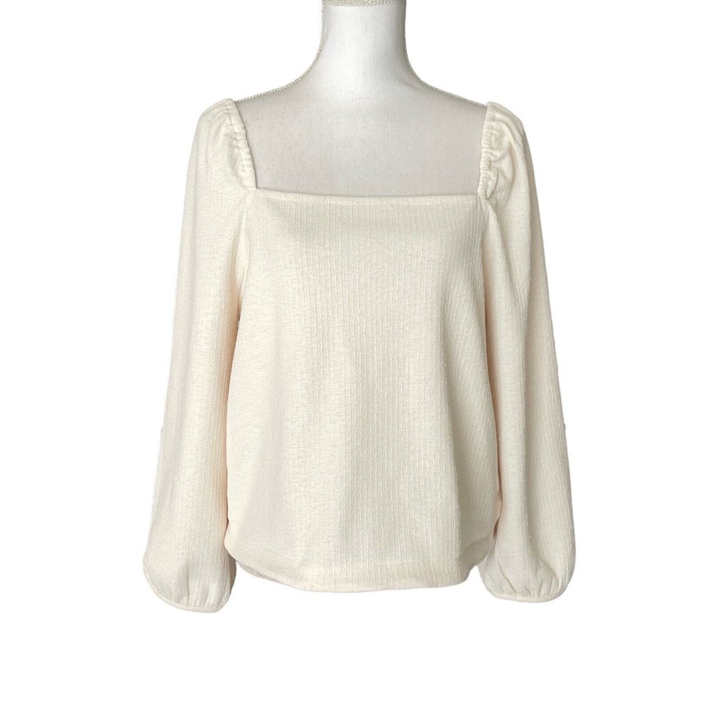 Madewell Crepe Square Neck Puff Sleeve Top